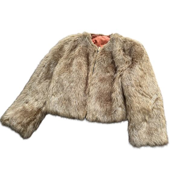 VTG Cropped Faux Fur (?) Jacket Ladies IWGWU Garment Workers Union Winter READ - Picture 6 of 11